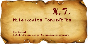 Milenkovits Tonuzóba névjegykártya